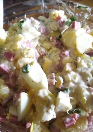 A picture of Potato caesar salad.