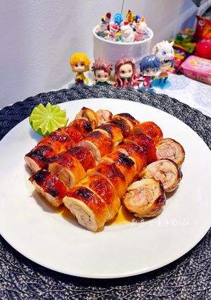 蜜汁烤雞腿捲 的食譜成品照片