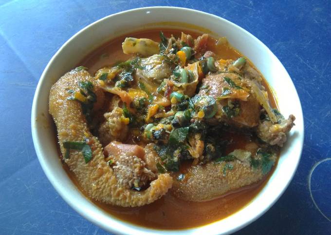 Spicy Ofe Achi with Assorted Goat Meat