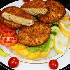A picture of Deep Fried Chicken Patties Stuffed with Mozzarella and Cheddar.