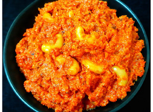 A picture of Desi Gajar/ Red Carrot Halwa.