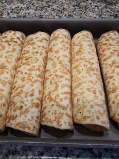 Una foto de Crepes rellenos de berenjena (exprés)
