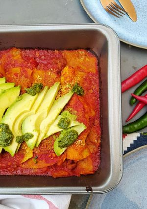 Una foto de Enchilada vegana