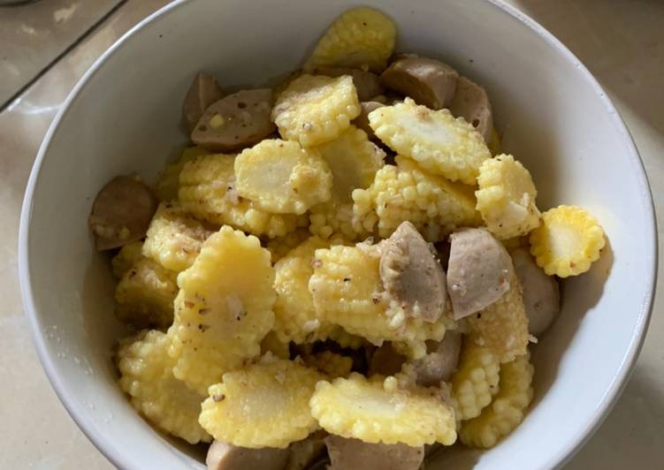 Cara Gampang Membuat Tumis jagung muda dengan bakso Lezat