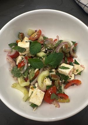 A picture of Quick Greek Salad - Great Side or lunch or just because - ENJOY :P.
