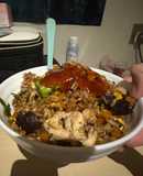 Cơm gạo lứt rang rau củ (Stir-fried brown rice with veggies)