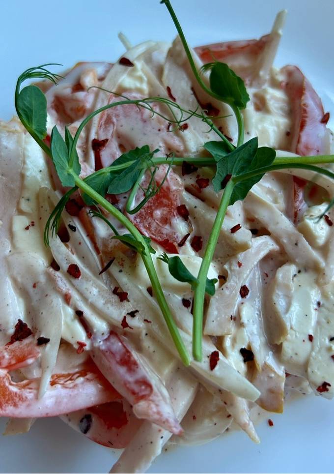 Салат з індичкою, перцем та томатом🍖