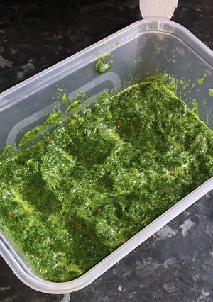 A picture of Spicy mint and coriander chutney.