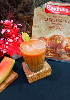 A picture of Watermelon Sattu drink.