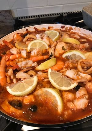 A picture of Fish stew.