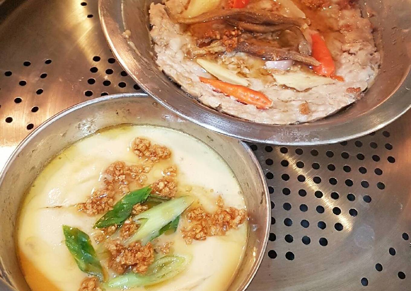 Tim daging ikan asin dan telur