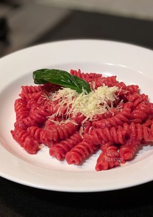 A picture of Beetroot pasta.