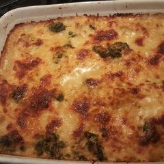 A picture of Spaghetti squash cheesey Chicken bake.