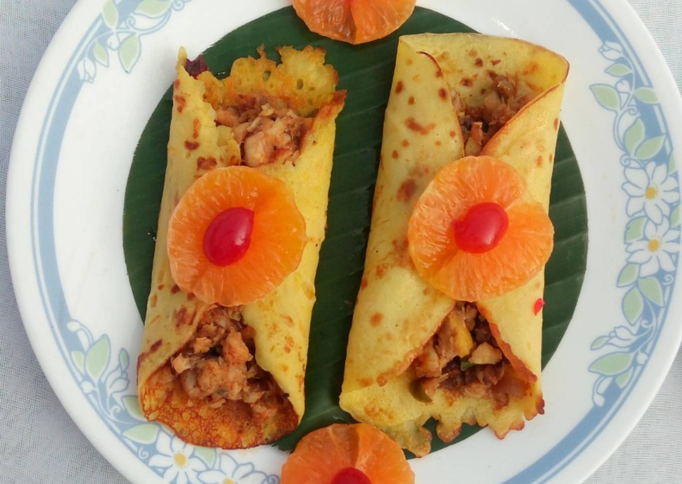 Orange pancake with chicken masala