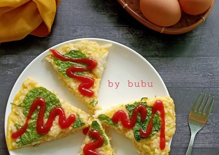 Pizza rice spinach ala2 bubu 💚