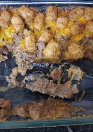 A picture of Tater tot casserole my way.