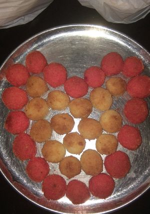 A picture of Coconut laddu in microwave.