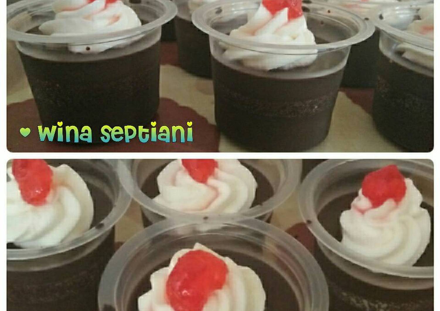 Resep Puding Black Forest Cup oleh Wina Septiani Cookpad