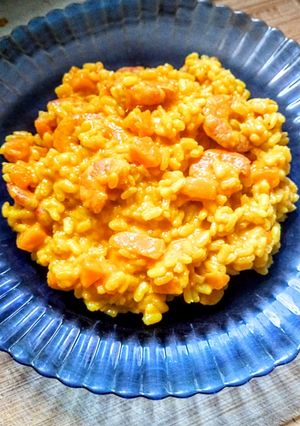 Une photo de Risotto potimarron et crevettes