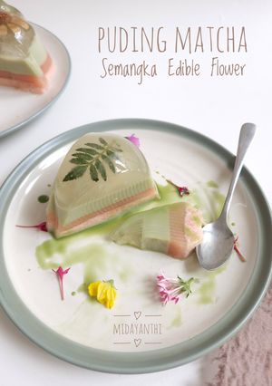 Foto resep Puding Matcha Semangka Edible Flower