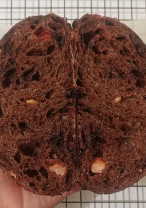 Foto resep Mix Peel Double Chocolate Sourdough Bread (Open Bake Method)
