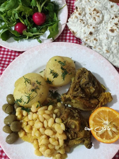 عکسی از دستور بشقاب پروتئین(گوشت و لوبیا)