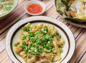Hình của món Cà Tím Nướng Mỡ Hành.