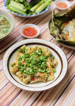 Hình của món Cà Tím Nướng Mỡ Hành.