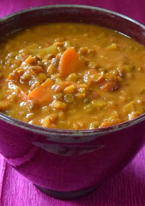 Une photo de Curry crémeux de lentilles au lait de coco (IG bas)