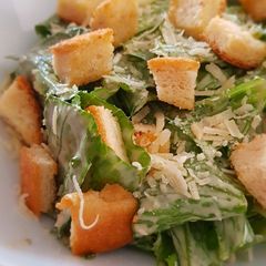 A picture of Caesar Salad - No anchovies and no raw Eggs.