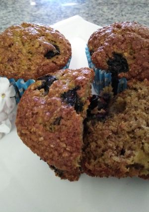 รูปของ Whole wheat Banana Blueberry Muffins ❌sugar | โฮลวีทกล้วยหอมบลูเบอร์รีมัฟฟิน ❌น้ำตาล ❌เนย