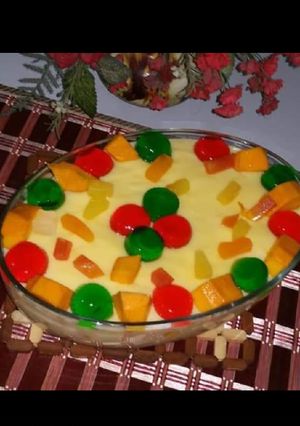 A picture of 🍌🍇🍊 Fruit custard🍌🍍🍇.