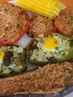 Una foto de Verduras asadas con queso