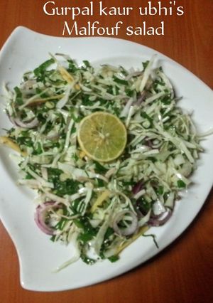 A picture of 'Malfouf salad' (lebanese cabbage salad 🥗).