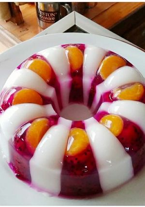 Foto resep Puding Buah Naga Sederhana