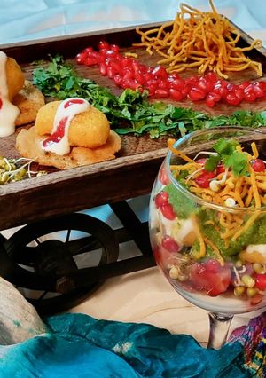 A picture of Sophisticated 7 tier chaat!.