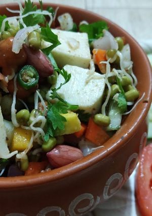 A picture of Veg. High protein salad For weight loss/ Healthy sprout chaat.