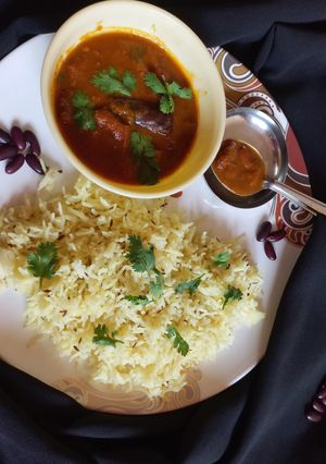 A picture of Rajma and Jeera Rice.