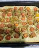 Focaccia con tomates cherry, aceitunas y orégano 🇮🇹