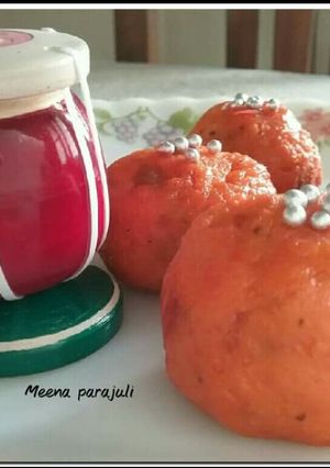 A picture of Louki and sitafal ke laddu.