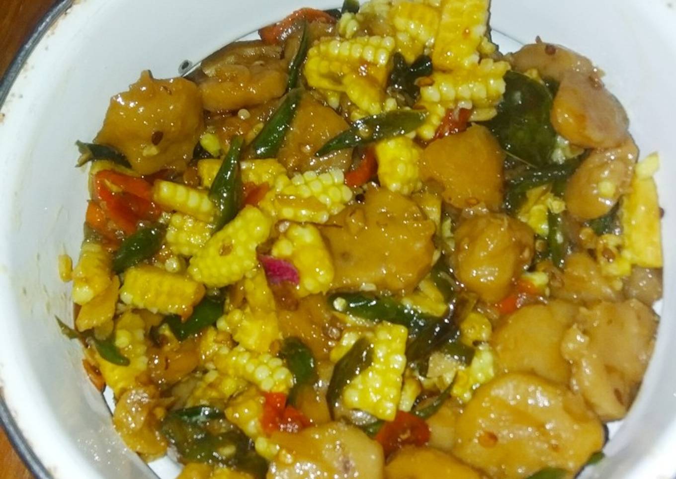 Tumis posol bakso cabe ijo