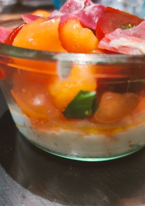 Une photo de Salade melon tomates ricotta