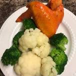 Fried Chicken, cauliflower and broccoli