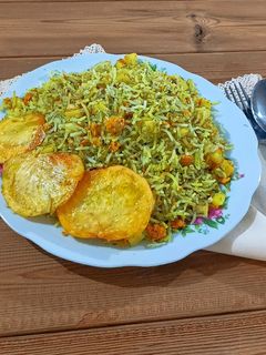 عکسی از دستور پلو شوید سیب زمینی🍀