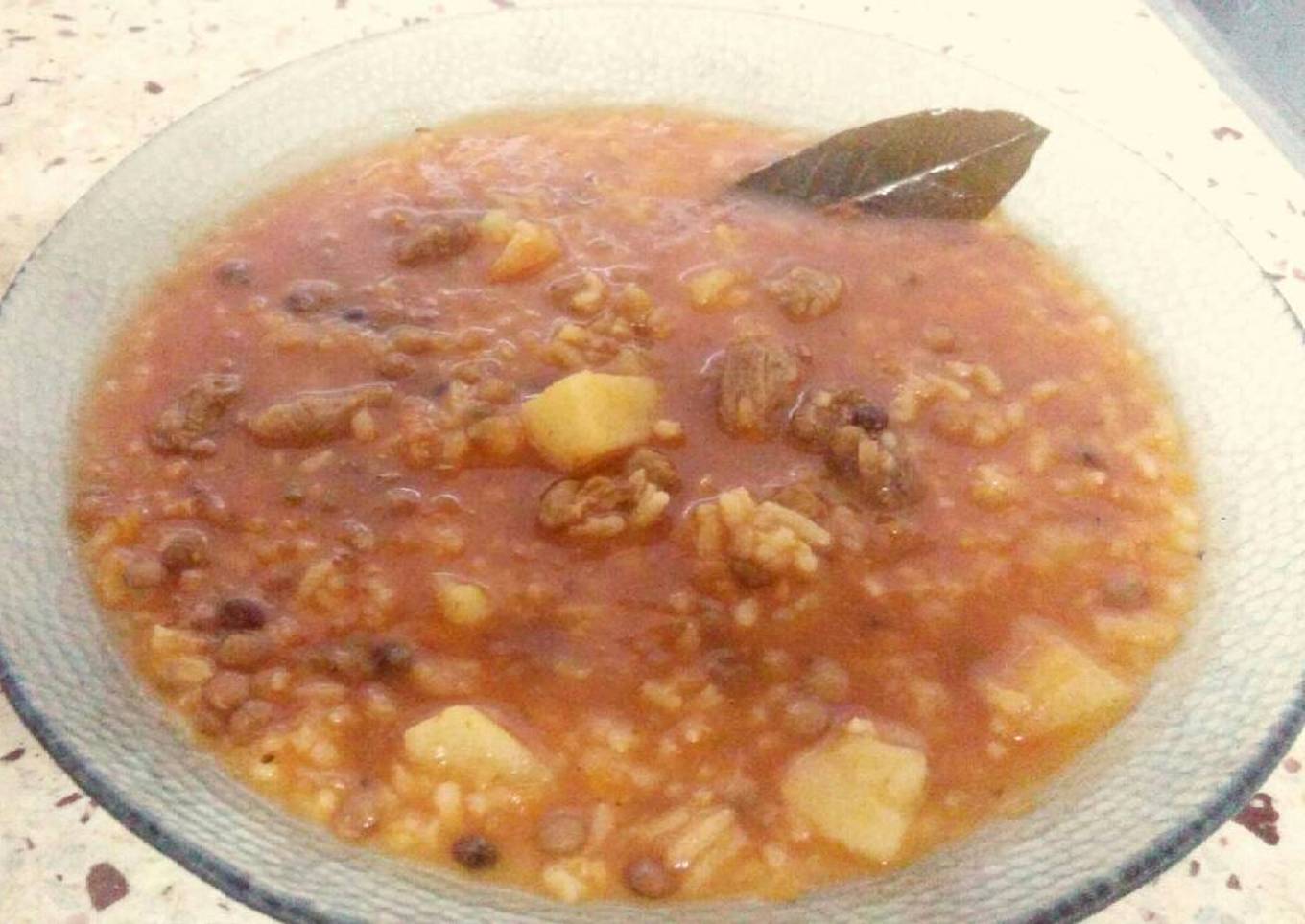 Guiso exprés de arroz y lentejas