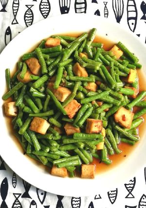 รูปของ ถั่วฝักยาวผัดเต้าหู้ (มังสวิรัติ)