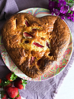 Foto de Delicioso bolo de cheesecake de morango
