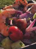 Salada fresca de camarão