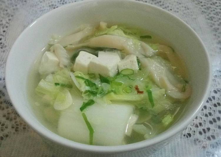 Sup Jamur Dengan Sawi &amp; Tahu [Vegetarian Safe]