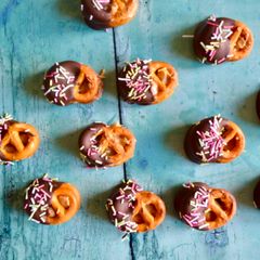 Chocolate Dipped Peanut Pretzels A picture of Chocolate Dipped Peanut Pretzels.